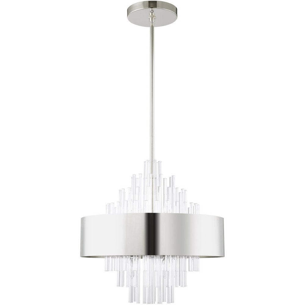 Nickel Eight Light Metal Dimmable Chandelier With Shades HomeRoots