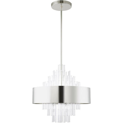 Nickel Eight Light Metal Dimmable Chandelier With Shades HomeRoots