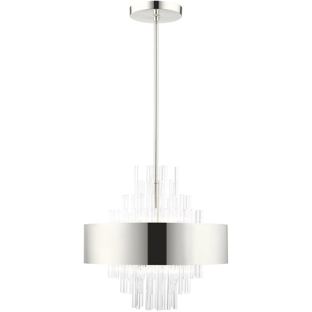 Nickel Eight Light Metal Dimmable Chandelier With Shades HomeRoots