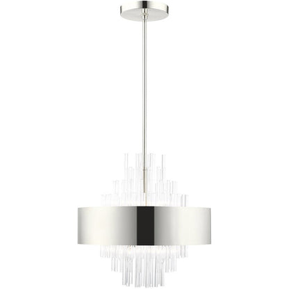 Nickel Eight Light Metal Dimmable Chandelier With Shades HomeRoots