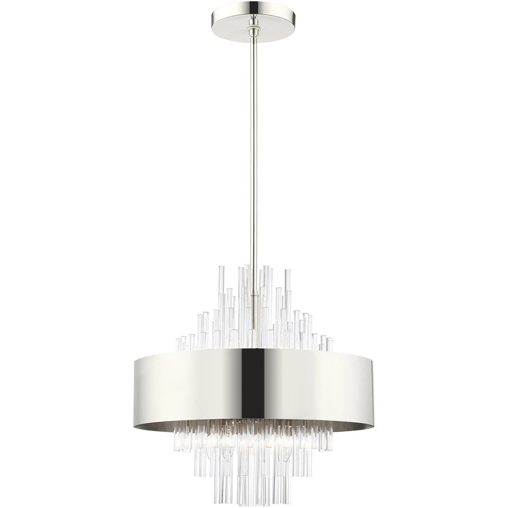 Nickel Eight Light Metal Dimmable Chandelier With Shades HomeRoots