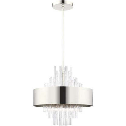 Nickel Eight Light Metal Dimmable Chandelier With Shades HomeRoots