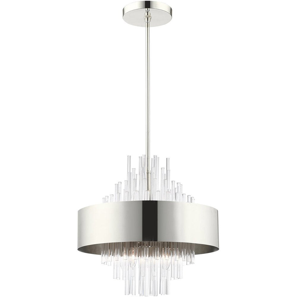 Nickel Eight Light Metal Dimmable Chandelier With Shades HomeRoots