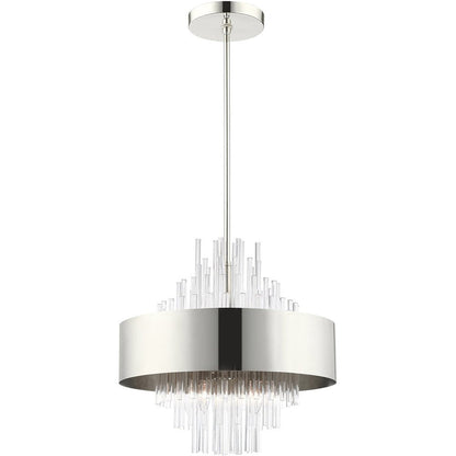 Nickel Eight Light Metal Dimmable Chandelier With Shades HomeRoots