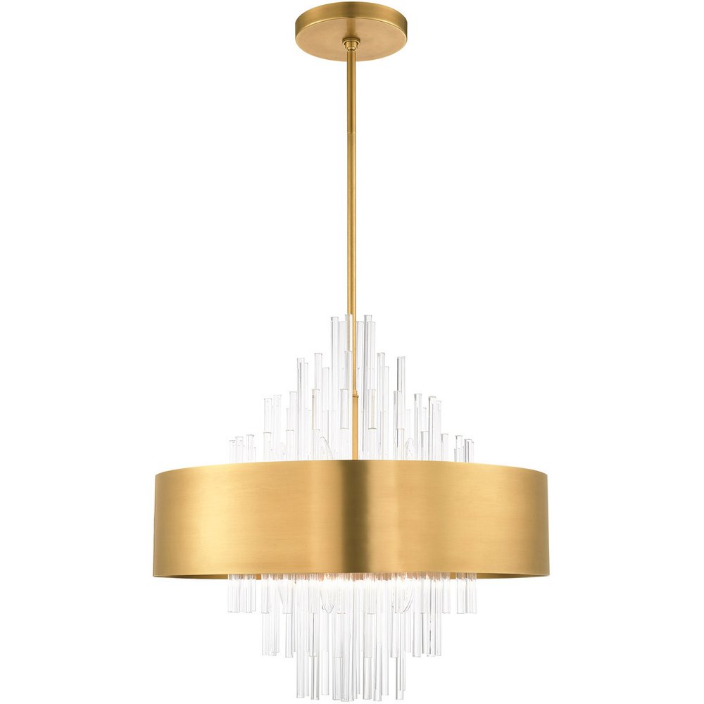 Brass Ten Light Metal Dimmable Chandelier With Shades HomeRoots