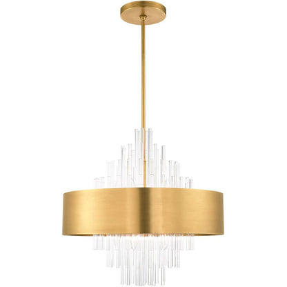 Brass Ten Light Metal Dimmable Chandelier With Shades HomeRoots