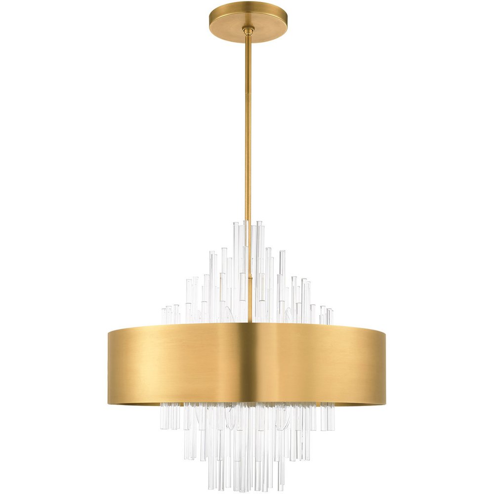 Brass Ten Light Metal Dimmable Chandelier With Shades HomeRoots