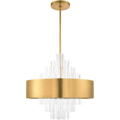 Brass Ten Light Metal Dimmable Chandelier With Shades HomeRoots