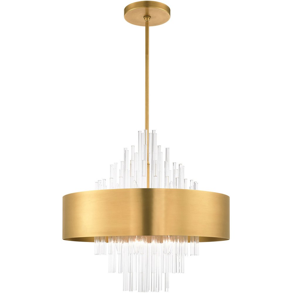 Brass Ten Light Metal Dimmable Chandelier With Shades HomeRoots