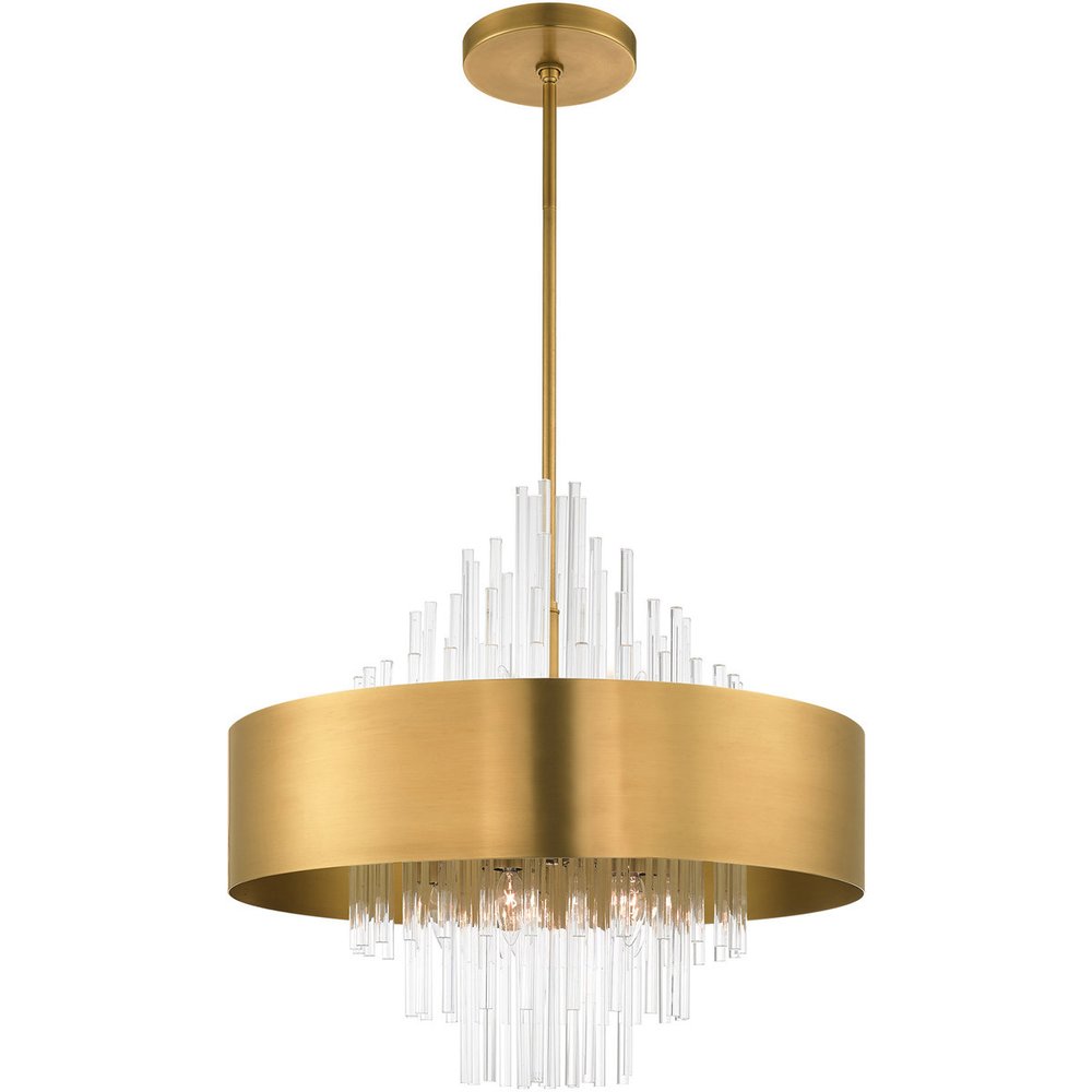 Brass Ten Light Metal Dimmable Chandelier With Shades HomeRoots