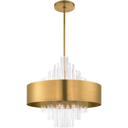 Brass Ten Light Metal Dimmable Chandelier With Shades HomeRoots
