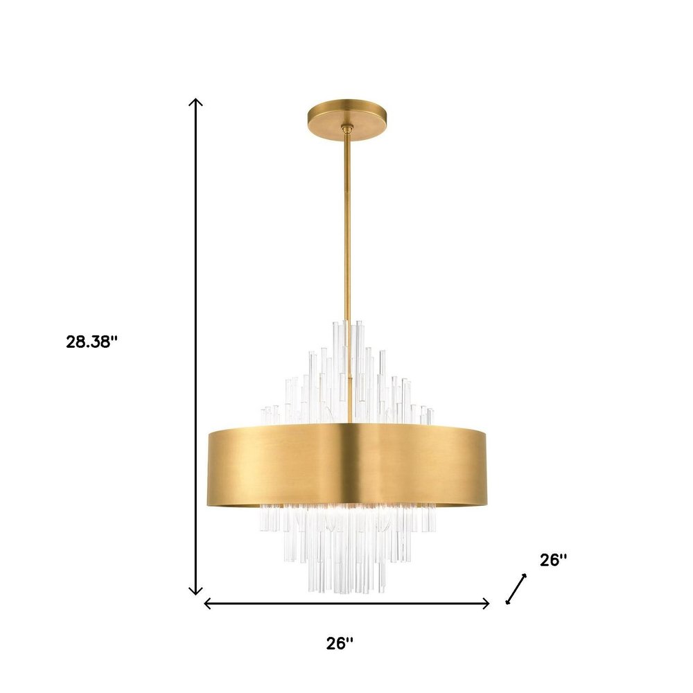 Brass Ten Light Metal Dimmable Chandelier With Shades HomeRoots