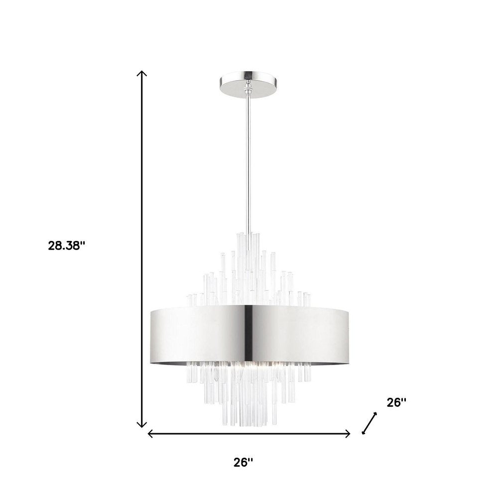Nickel Ten Light Metal Dimmable Chandelier With Shades HomeRoots