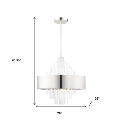 Nickel Ten Light Metal Dimmable Chandelier With Shades HomeRoots