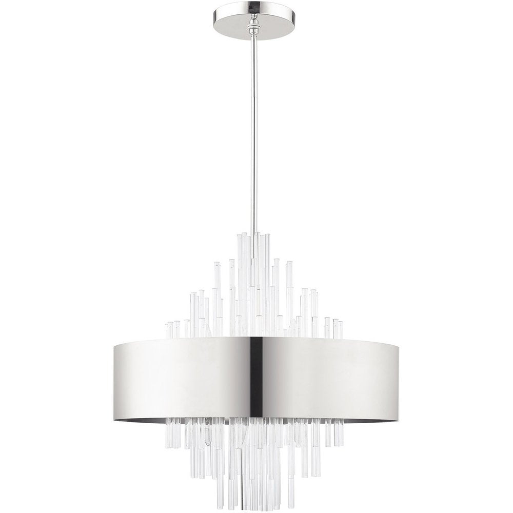 Nickel Ten Light Metal Dimmable Chandelier With Shades HomeRoots