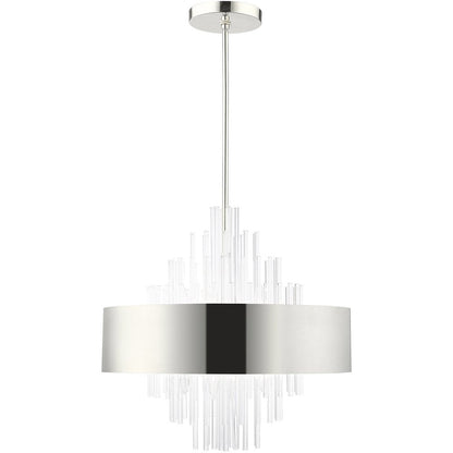 Nickel Ten Light Metal Dimmable Chandelier With Shades HomeRoots