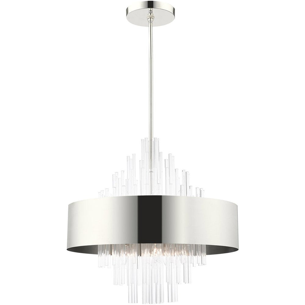 Nickel Ten Light Metal Dimmable Chandelier With Shades HomeRoots