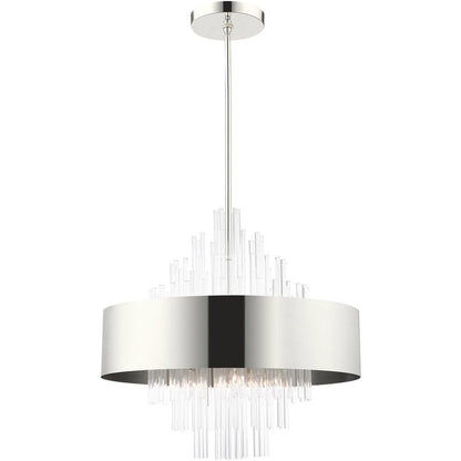 Nickel Ten Light Metal Dimmable Chandelier With Shades HomeRoots