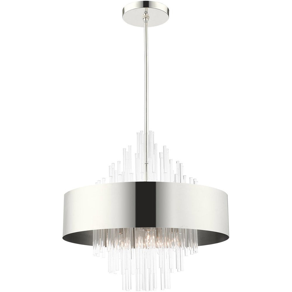 Nickel Ten Light Metal Dimmable Chandelier With Shades HomeRoots