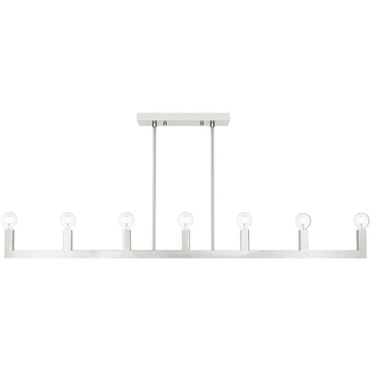 Nickel Seven Light Metal Dimmable Chandelier With Shades HomeRoots