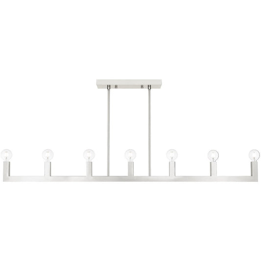 Nickel Seven Light Metal Dimmable Chandelier With Shades HomeRoots