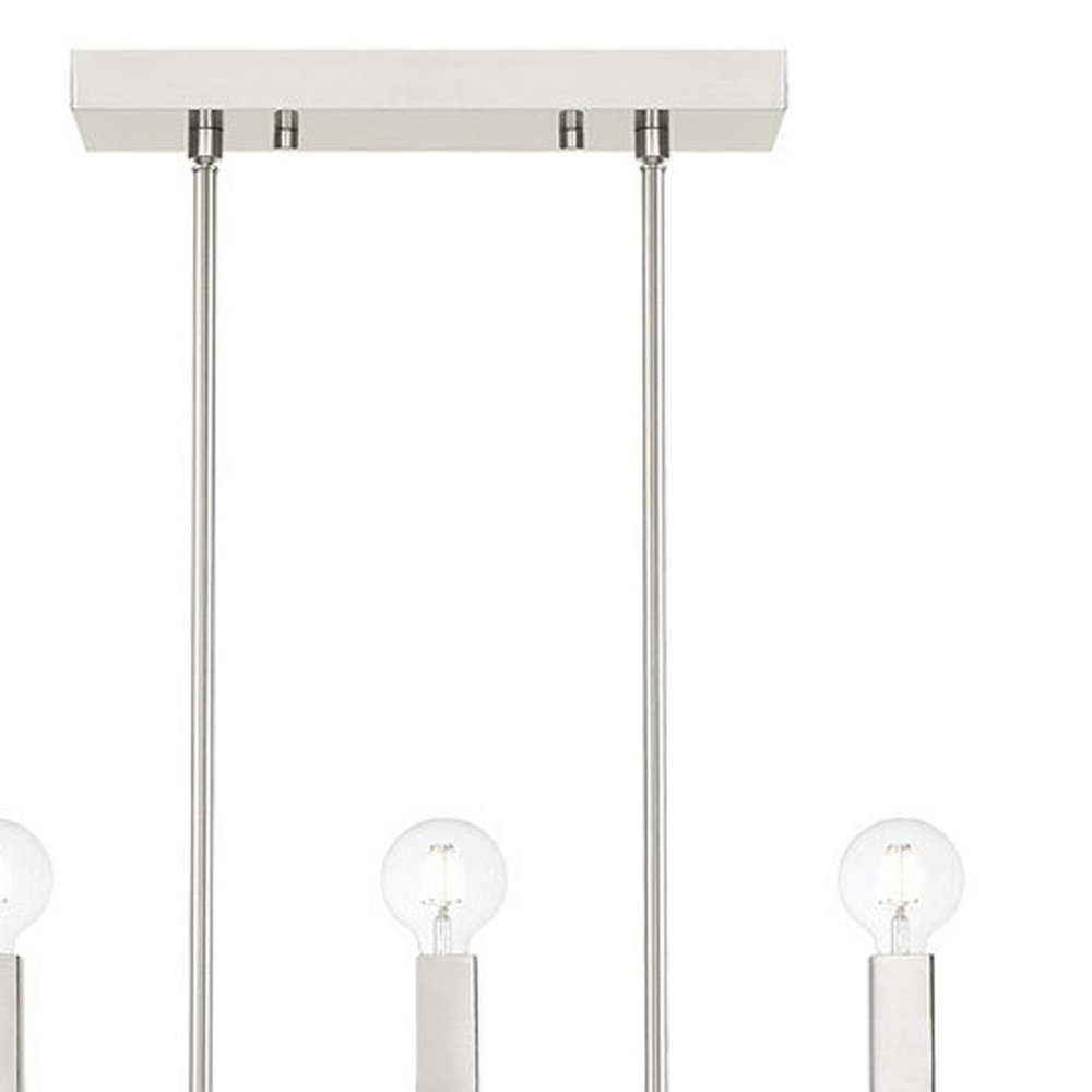 Nickel Seven Light Metal Dimmable Chandelier With Shades HomeRoots