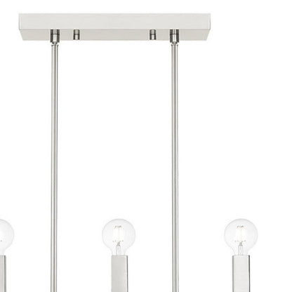 Nickel Seven Light Metal Dimmable Chandelier With Shades HomeRoots