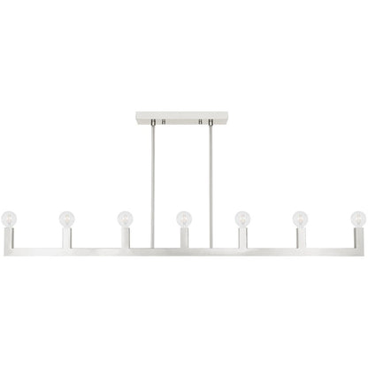 Nickel Seven Light Metal Dimmable Chandelier With Shades HomeRoots