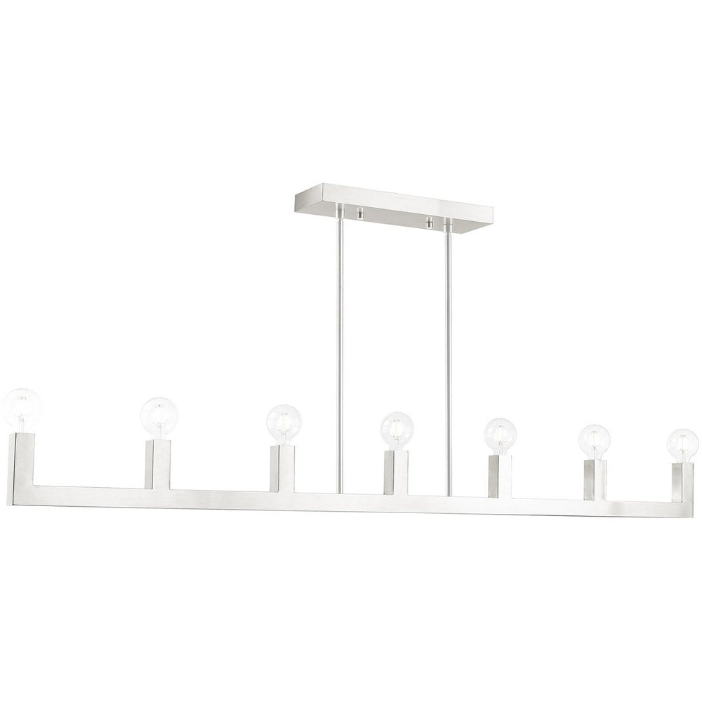 Nickel Seven Light Metal Dimmable Chandelier With Shades HomeRoots