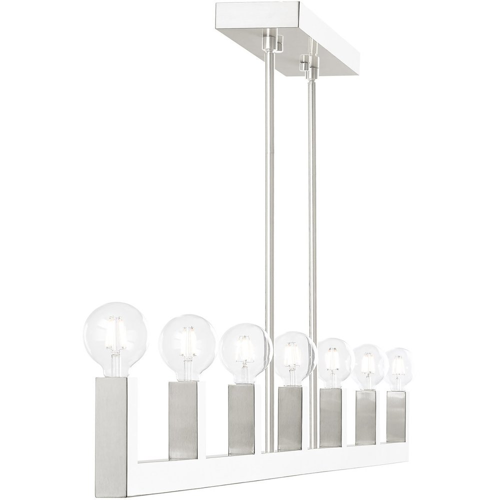 Nickel Seven Light Metal Dimmable Chandelier With Shades HomeRoots