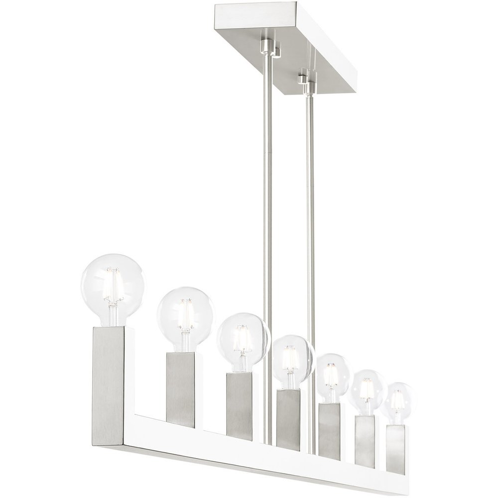 Nickel Seven Light Metal Dimmable Chandelier With Shades HomeRoots