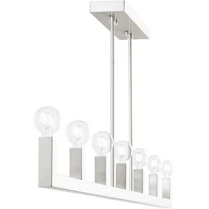 Nickel Seven Light Metal Dimmable Chandelier With Shades HomeRoots