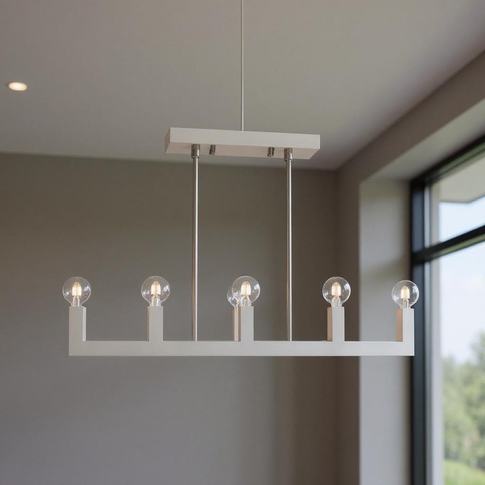 Nickel Seven Light Metal Dimmable Chandelier With Shades HomeRoots