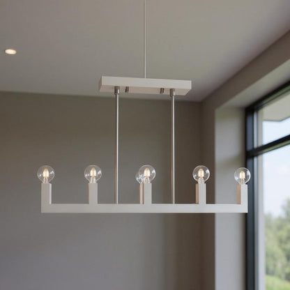 Nickel Seven Light Metal Dimmable Chandelier With Shades HomeRoots