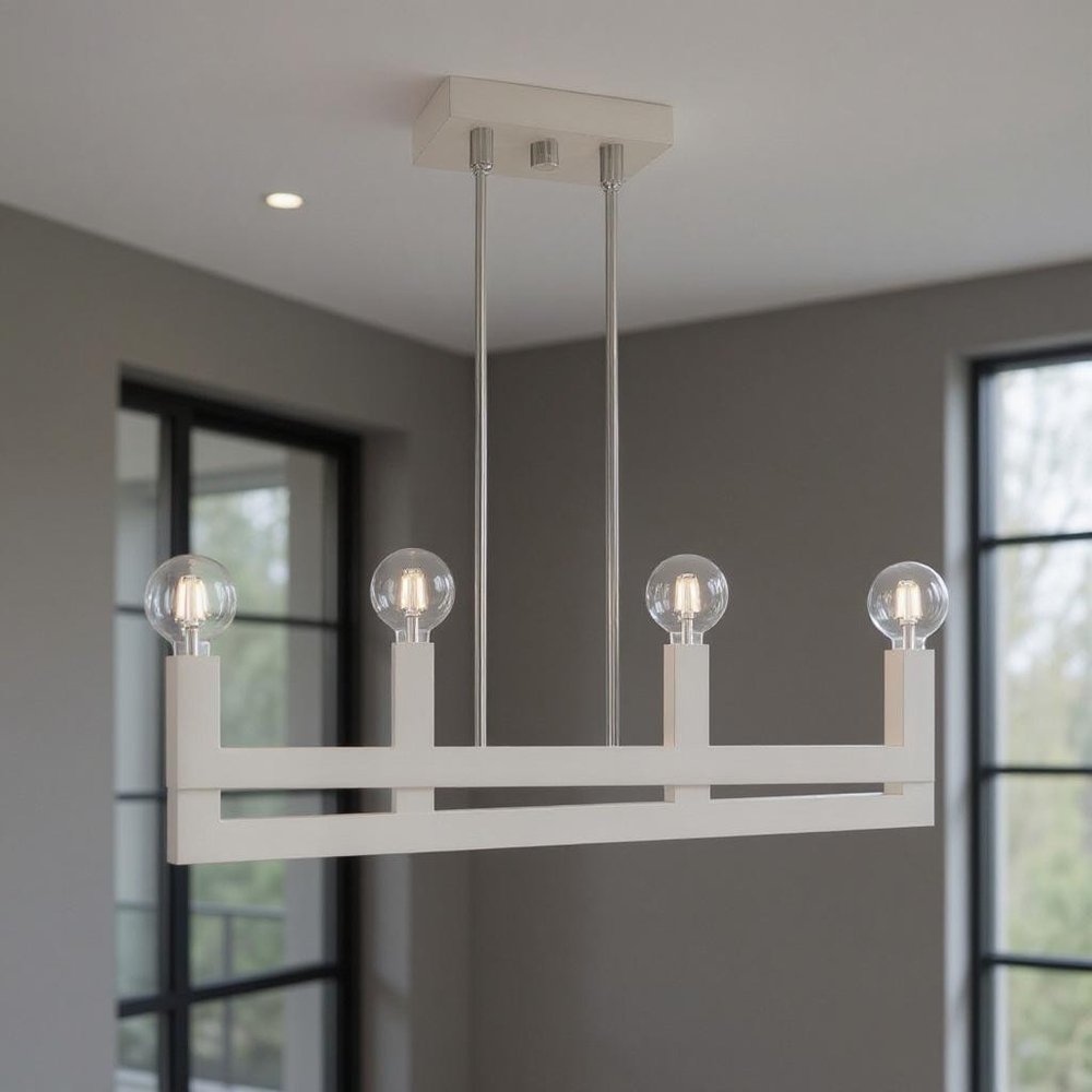 Nickel Four Light Metal Dimmable Chandelier With Shades HomeRoots