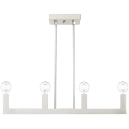 Nickel Four Light Metal Dimmable Chandelier With Shades HomeRoots