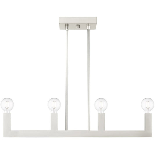 Nickel Four Light Metal Dimmable Chandelier With Shades HomeRoots