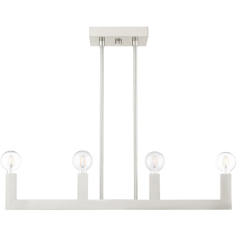 Nickel Four Light Metal Dimmable Chandelier With Shades HomeRoots