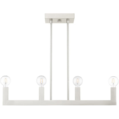 Nickel Four Light Metal Dimmable Chandelier With Shades HomeRoots