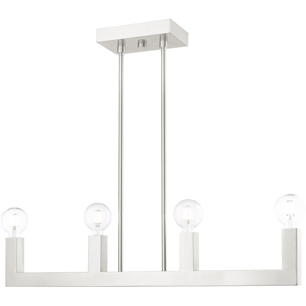 Nickel Four Light Metal Dimmable Chandelier With Shades HomeRoots