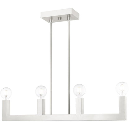 Nickel Four Light Metal Dimmable Chandelier With Shades HomeRoots