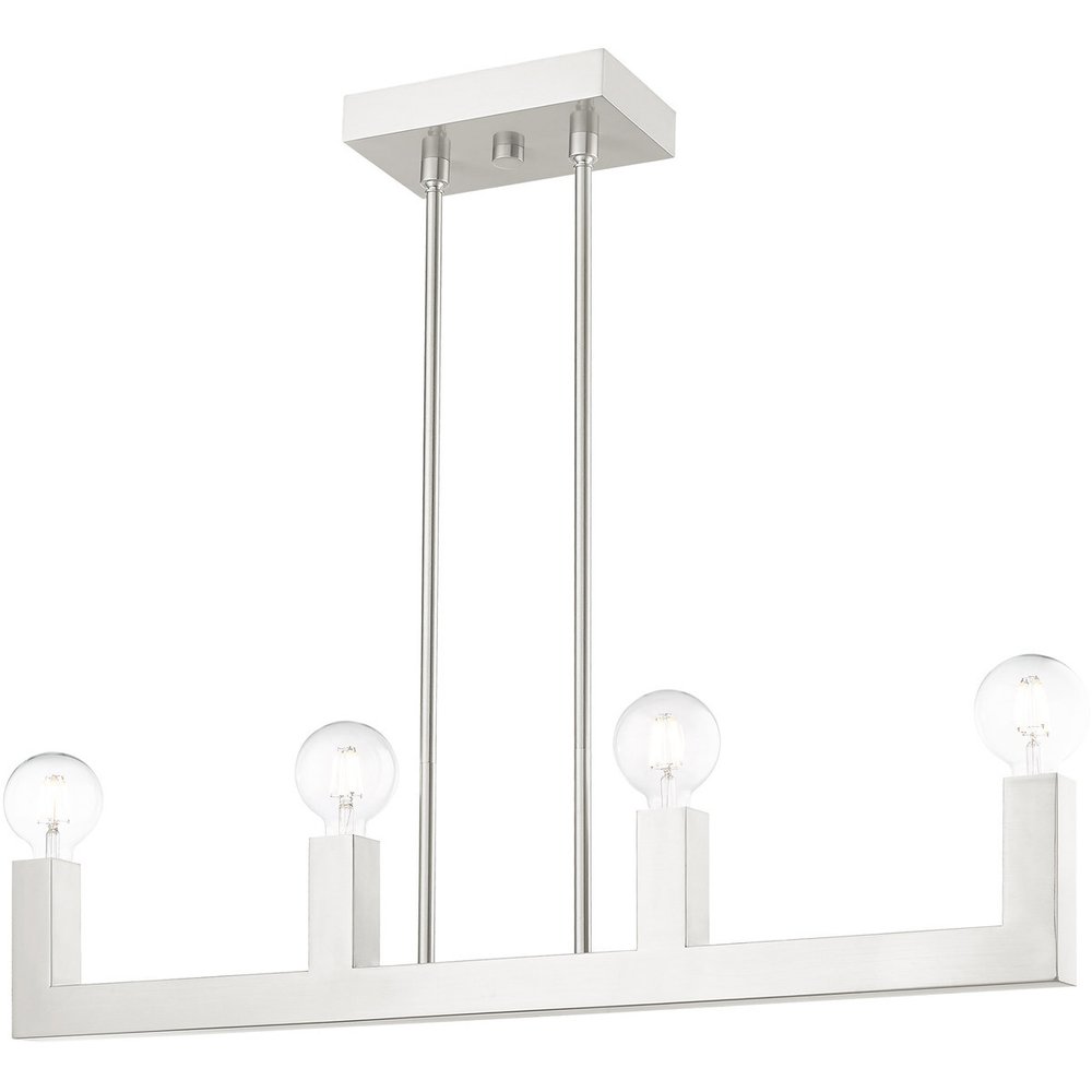 Nickel Four Light Metal Dimmable Chandelier With Shades HomeRoots