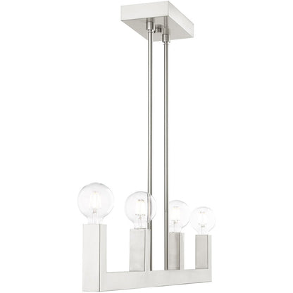 Nickel Four Light Metal Dimmable Chandelier With Shades HomeRoots