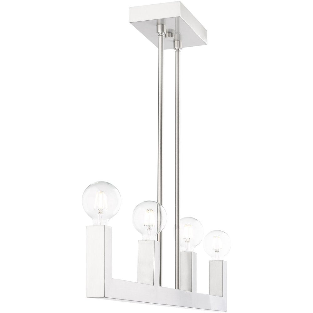 Nickel Four Light Metal Dimmable Chandelier With Shades HomeRoots