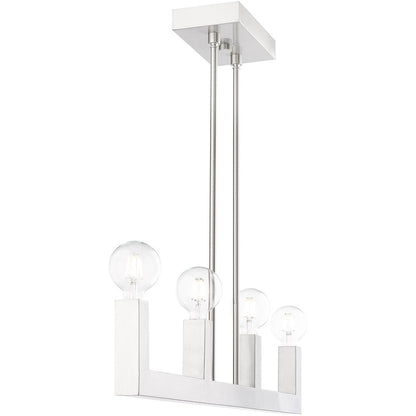 Nickel Four Light Metal Dimmable Chandelier With Shades HomeRoots