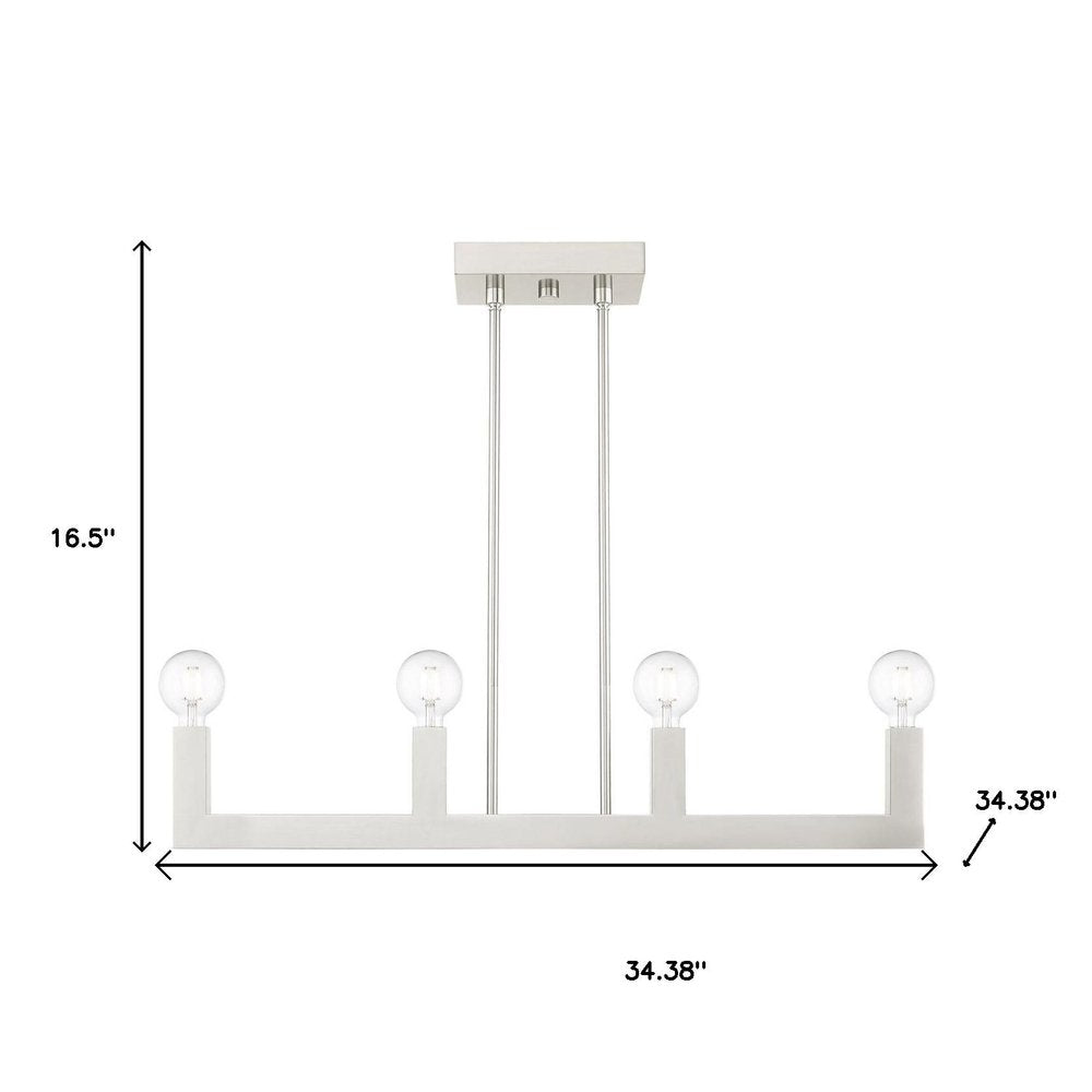 Nickel Four Light Metal Dimmable Chandelier With Shades HomeRoots