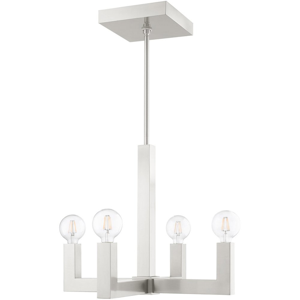 Nickel Four Light Metal Dimmable Chandelier With Shades HomeRoots