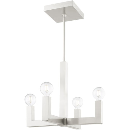 Nickel Four Light Metal Dimmable Chandelier With Shades HomeRoots