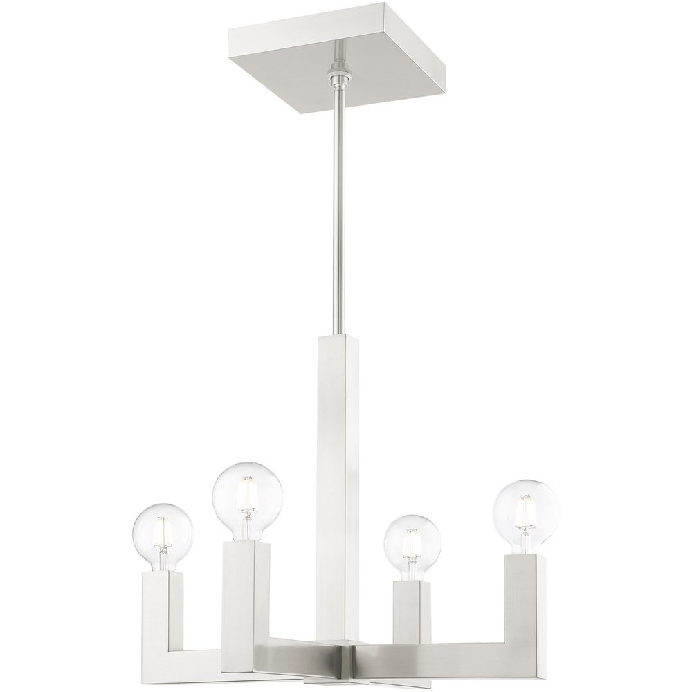 Nickel Four Light Metal Dimmable Chandelier With Shades HomeRoots