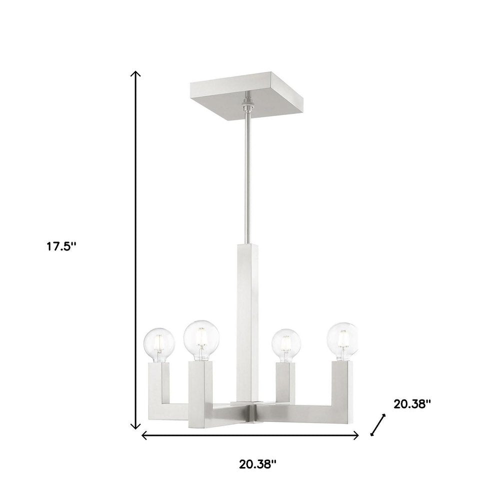 Nickel Four Light Metal Dimmable Chandelier With Shades HomeRoots